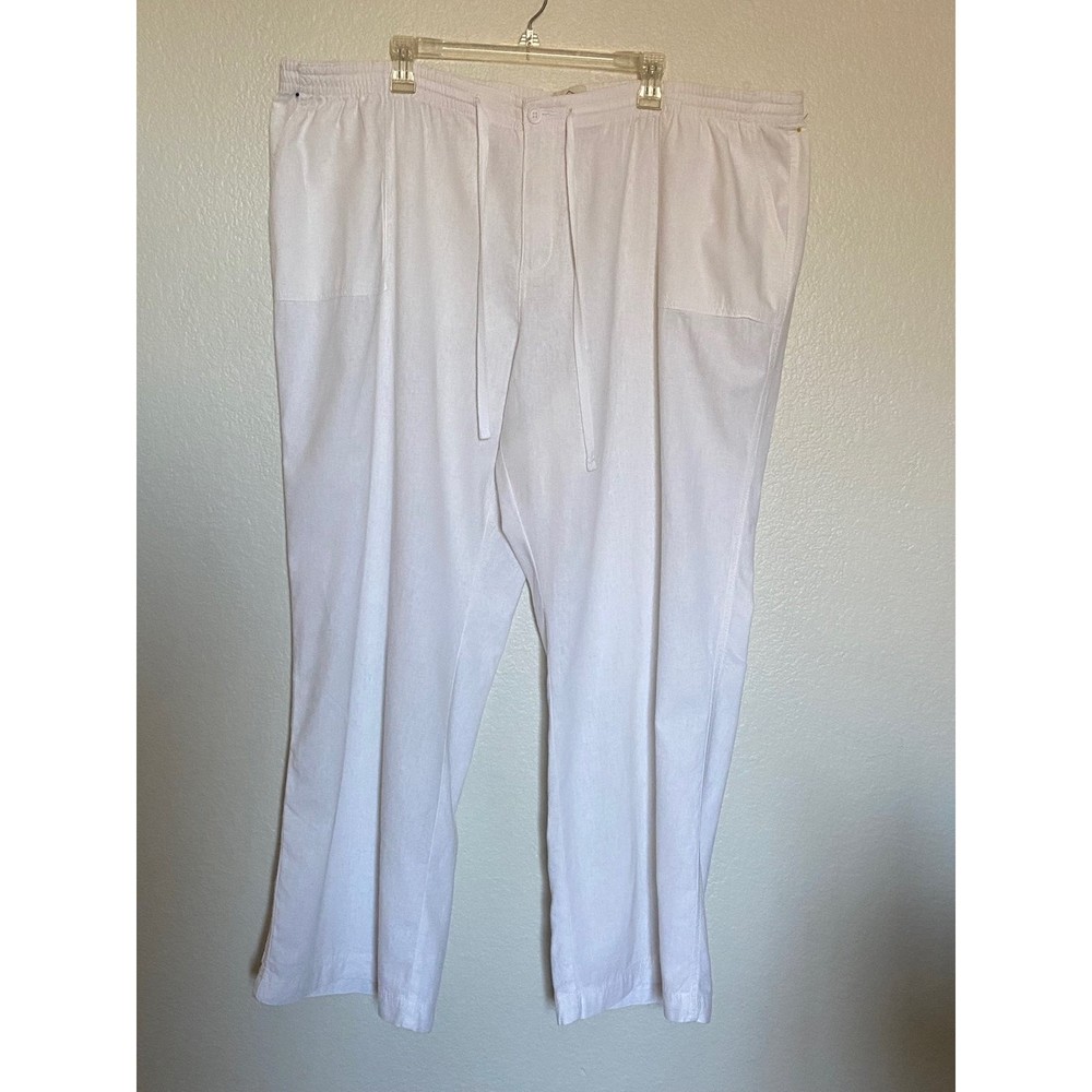 NWOT women's St. John's Bay pants linen blend drawstring pull on elastic 3XL